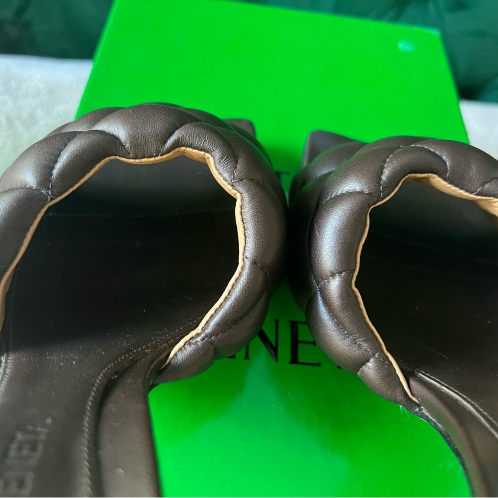 Bottega Veneta lido Quilted Leather Mules Dark brown size 37 IN BOX and DUST BAG - Picture 8 of 11